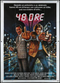 1f1456 48 HRS. Italian 2p 1983 different art of Nick Nolte w/gun & Eddie Murphy giving the finger!