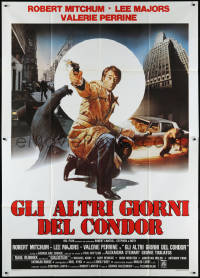 1f1457 AGENCY Italian 2p 1982 cool artwork of Robert Mitchum shooting gun on city street!