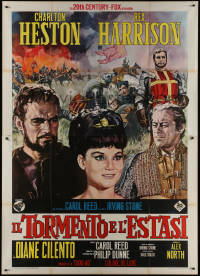 1f1458 AGONY & THE ECSTASY roadshow Italian 2p 1965 art of Charlton Heston & Rex Harrison by Nistri!