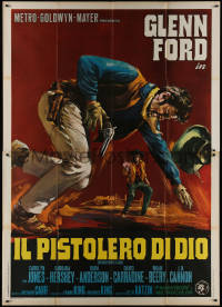 1f1515 HEAVEN WITH A GUN Italian 2p 1969 great different art of cowboy Glenn Ford in gunfight!