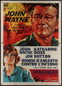 1f1518 HELLFIGHTERS Italian 2p 1969 art of John Wayne as fireman Red Adair & Katharine Ross!