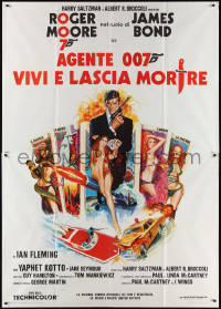 1f1543 LIVE & LET DIE Italian 2p R1973 JO art of Roger Moore as James Bond & sexy tarot cards!