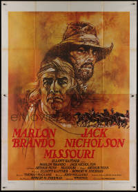 1f1555 MISSOURI BREAKS Italian 2p 1976 art of Marlon Brando & Jack Nicholson by Bob Peak!