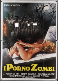 1f1575 PORNO ZOMBIES Italian 2p 1980 La Fille A La Fourrure, art of sexy naked blonde & undead!