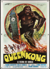 1f1576 QUEEN KONG Italian 2p 1977 fantastic art of giant ape terrorizing Big Ben in London!