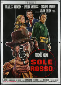 1f1579 RED SUN Italian 2p 1972 different Ciriello art of Bronson with gun, Mifune, Andress & Delon!