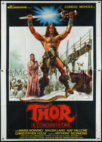 1f1605 THOR THE CONQUEROR Italian 2p 1983 Conan rip-off, cool sword & sorcery art by Piovano!