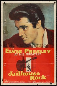 1f1059 JAILHOUSE ROCK 1sh 1957 classic art of rock & roll king Elvis Presley by Bradshaw Crandell!