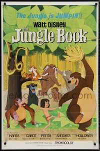 1f1065 JUNGLE BOOK 1sh 1967 Walt Disney cartoon classic, great image of Mowgli & friends!