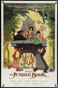 1f1064 JUNGLE BOOK 1sh R1984 Walt Disney cartoon classic, great image of Mowgli & friends!