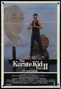 1f1067 KARATE KID PART II teaser 1sh 1986 Pat Morita as Mr. Miyagi, Ralph Macchio as Daniel-san!