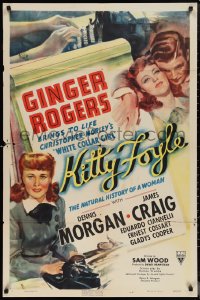 1f1071 KITTY FOYLE 1sh 1940 great art of White Collar Girl Ginger Rogers & Dennis Morgan!