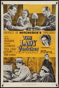 1f1075 LADY VANISHES 1sh R1952 Alfred Hitchcock, Michael Redgrave, Margaret Lockwood, Paul Lukas!