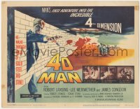 1f0462 4D MAN TC 1959 best special effects art of Robert Lansing walking through wall of stone!