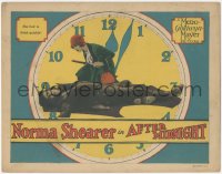 1f0552 AFTER MIDNIGHT LC 1927 Norma Shearer had to think quickly, cool clock background, very rare!