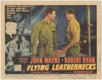 1f0599 FLYING LEATHERNECKS LC #8 1951 John Wayne stares down Robert Ryan in tent, Howard Hughes