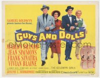 1f0491 GUYS & DOLLS TC 1955 Marlon Brando, Jean Simmons, Frank Sinatra & Blaine arm-in-arm!