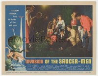 1f0636 INVASION OF THE SAUCER MEN LC #8 1957 Terrell & others gather around dazed man on ground!