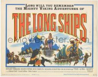 1f0506 LONG SHIPS TC 1964 Richard Widmark, cool art of the Mighty Viking Adventures!