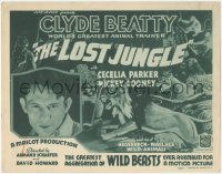 1f0508 LOST JUNGLE TC 1934 Clyde Beatty, World's Greatest Animal Trainer, art of jungle animals!