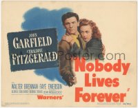 1f0512 NOBODY LIVES FOREVER TC 1946 c/u John Garfield with gun holding pretty Geraldine Fitzgerald!