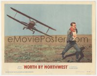 1f0665 NORTH BY NORTHWEST LC #2 1959 Hitchcock, classic c/u of Cary Grant chased by crop duster!