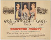 1f0514 RAINTREE COUNTY TC 1957 art of Montgomery Clift, Elizabeth Taylor & Eva Marie Saint!