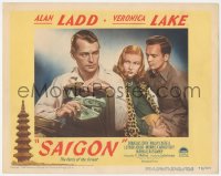 1f0695 SAIGON LC #3 1948 sexy Veronica Lake eyes Alan Ladd holding a satchel full of cash!