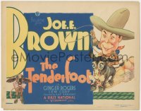 1f0536 TENDERFOOT TC 1932 great art of cowboy Joe E. Brown with lasso riding mule, ultra rare!