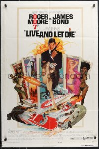 1f1083 LIVE & LET DIE West Hemi 1sh 1973 Robert McGinnis art of Roger Moore as James Bond!