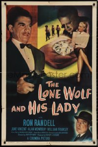 1f1086 LONE WOLF & HIS LADY 1sh 1949 detective Ron Randell & June Vincent with giant diamond!