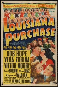 1f1089 LOUISIANA PURCHASE style B 1sh 1941 art of wacky Bob Hope & pretty Vera Zorina!