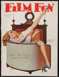 1f2006 FILM FUN magazine January 1932 great Enoch Bolles cover art of sexy woman removing nylons!