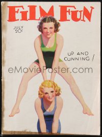 1f2007 FILM FUN magazine July 1932 great cover art of sexy women playing leap frog, up & cunning!