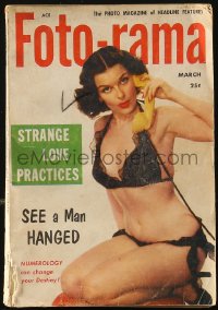 1f2197 FOTO-RAMA 5x8 magazine March 1954 Tempest Storm, sexy near-naked woman holding phone on cover!