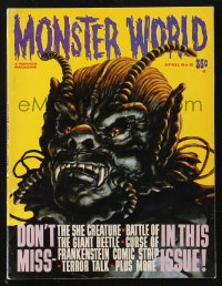 1f2012 MONSTER WORLD #3 magazine April 1965 great Ron Cobb cover art of The She-Creature!