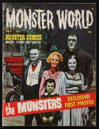 1f2011 MONSTER WORLD #2 magazine January 1965 The Munsters exclusive first photos, monster comics!