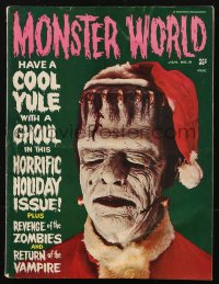 1f2015 MONSTER WORLD magazine January 1966 great image of Frankenstein wearing Santa Claus hat!