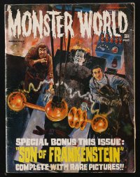 1f2016 MONSTER WORLD magazine March 1966 Gray Morrow art for Son of Frankenstein + rare pictures!