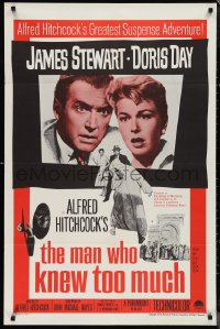 1f1092 MAN WHO KNEW TOO MUCH 1sh R1960s James Stewart & Doris Day, directed by Alfred Hitchcock!