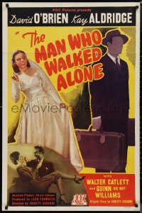 1f1095 MAN WHO WALKED ALONE 1sh 1945 Dave O'Brien, Kay Aldridge, faceless man, screwball comedy!