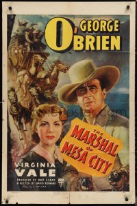 1f1100 MARSHAL OF MESA CITY 1sh 1939 cool art of cowboy George O'Brien & pretty Virginia Vale!