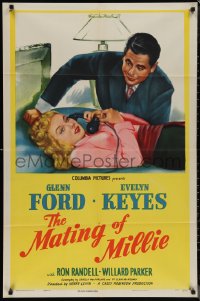 1f1102 MATING OF MILLIE 1sh 1947 great romantic art of Glenn Ford & Evelyn Keyes on phone!