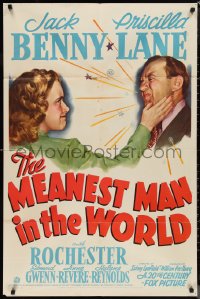 1f1103 MEANEST MAN IN THE WORLD 1sh 1943 art of Jack Benny & Priscilla Lane, from George M. Cohan!