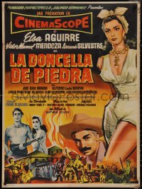 1f1718 LA DONCELLA DE PIEDRA Mexican poster 1956 Elsa Aguirre is the Maiden of Stone, ultra rare!