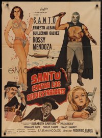 1f1723 SANTO CONTRA LOS SECUESTRADORES Mexican poster 1972 art of the famous masked wrestler!