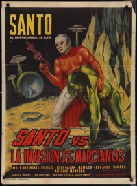 1f1724 SANTO VS. LA INVASION DE LOS MARCIANOS Mexican poster 1967 masked wrestler in space!