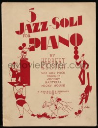 1f1741 5 JAZZ-SOLI FOR PIANO German song folio 1935 great Hilav art including Mickey Mouse!