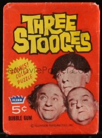 1f0410 THREE STOOGES trading card wrapper 1960s Moe, Larry & Joe DeRita, Dubble Bubble & Fleer!