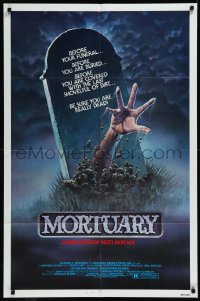 1f1111 MORTUARY 1sh 1983 Satanic cult, cool artwork of hand reaching up from grave!